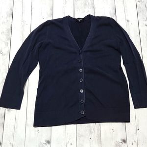 Chadwicks Petite Medium Navy Blue Button down cardigan.